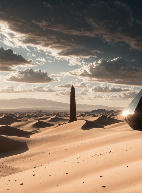 pyramid, sand dune, sun, cloud, desert, sky, mountain
