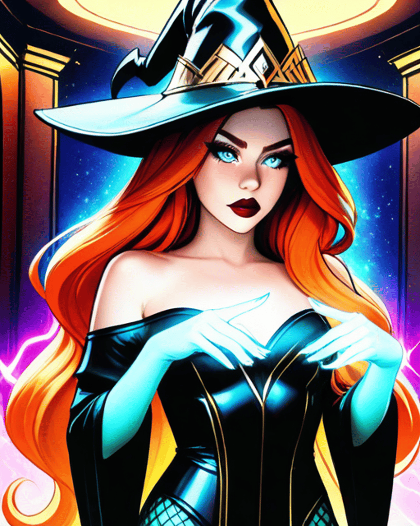 AI generated wallpaper featuring witch, woman, wizard, magic, costume, fashion, femme, fairy, charmer, diva