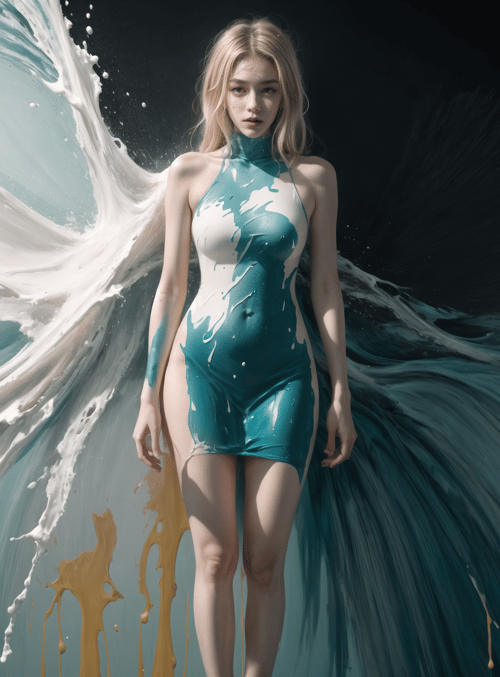 woman, liquid, silk