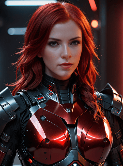 woman, armor, red hair