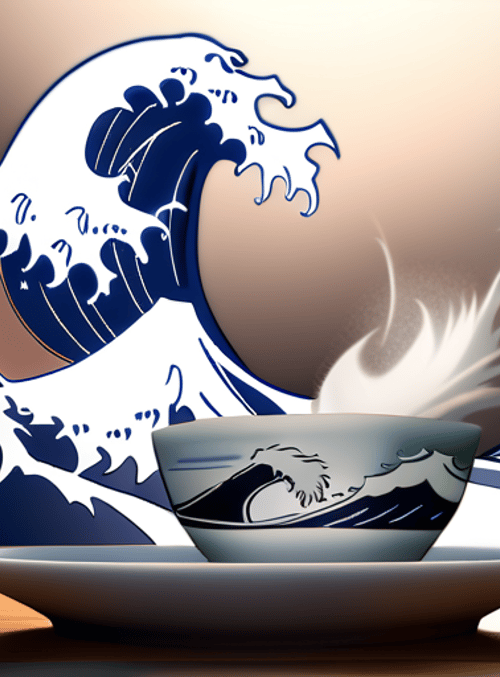 wave, cup, plate