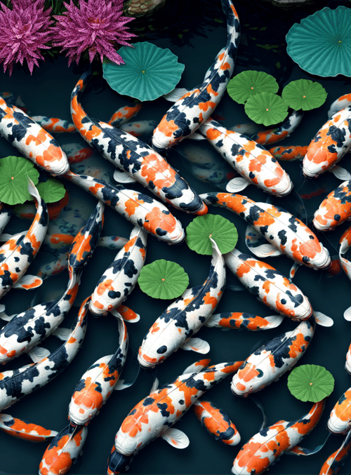 koi, fish, lotus, pond, water