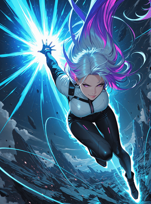 woman, superhero, character, cosmic, energy