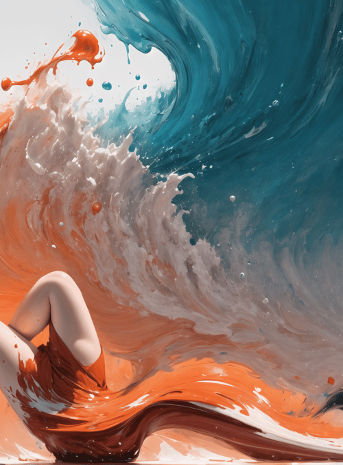woman, wave, paint