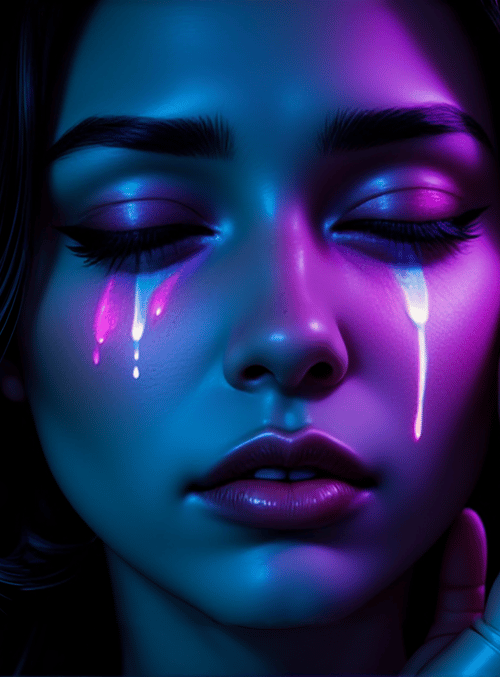 woman, tears, hand