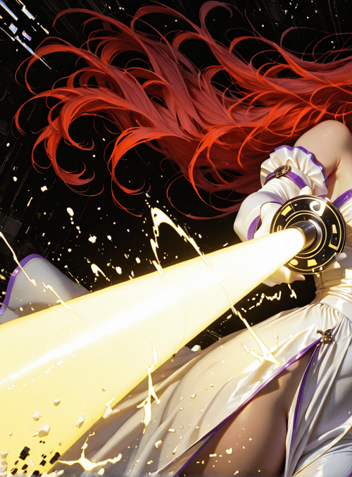 woman, spaceship, laser