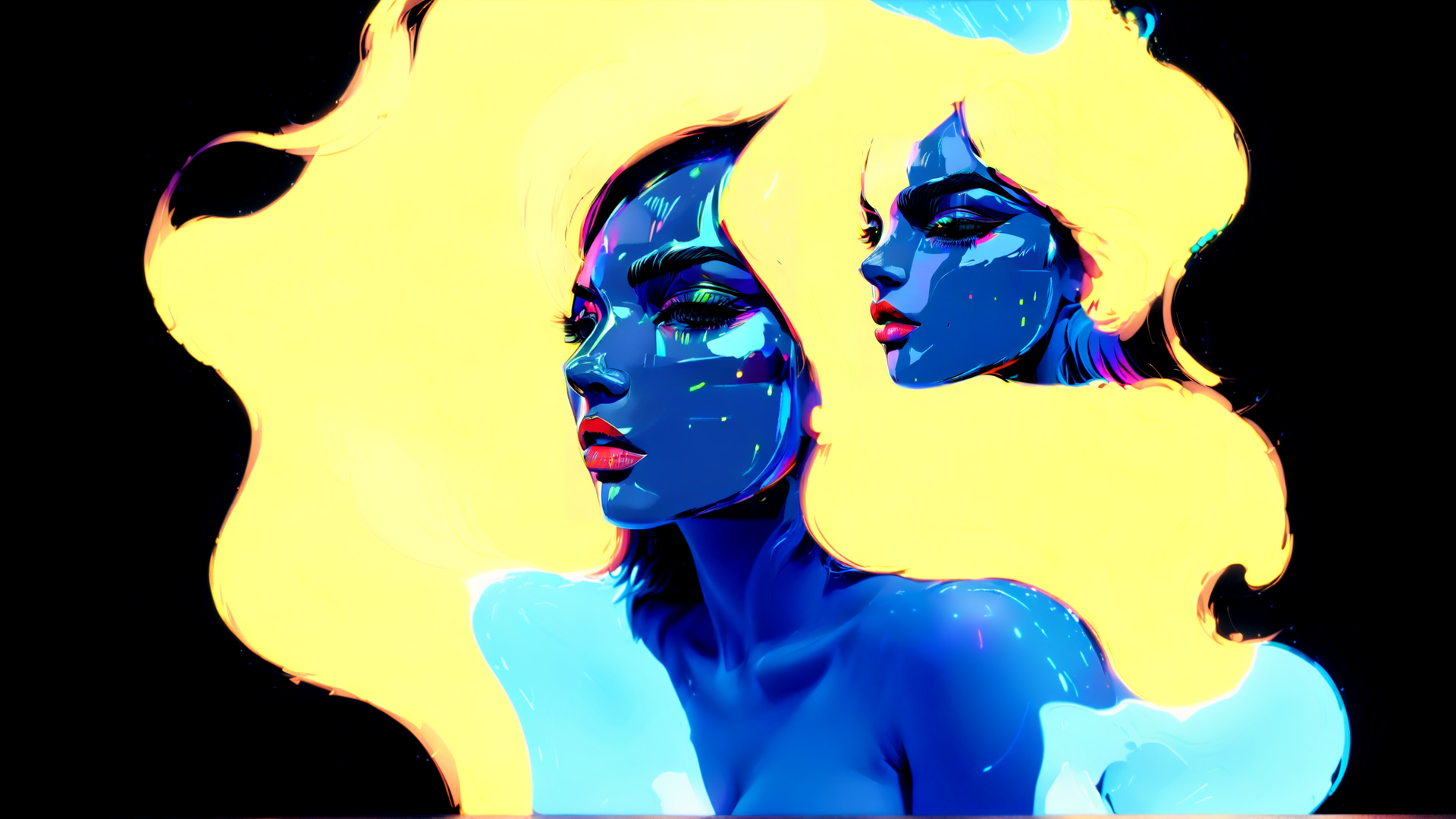 AI generated wallpaper featuring woman, face, hair