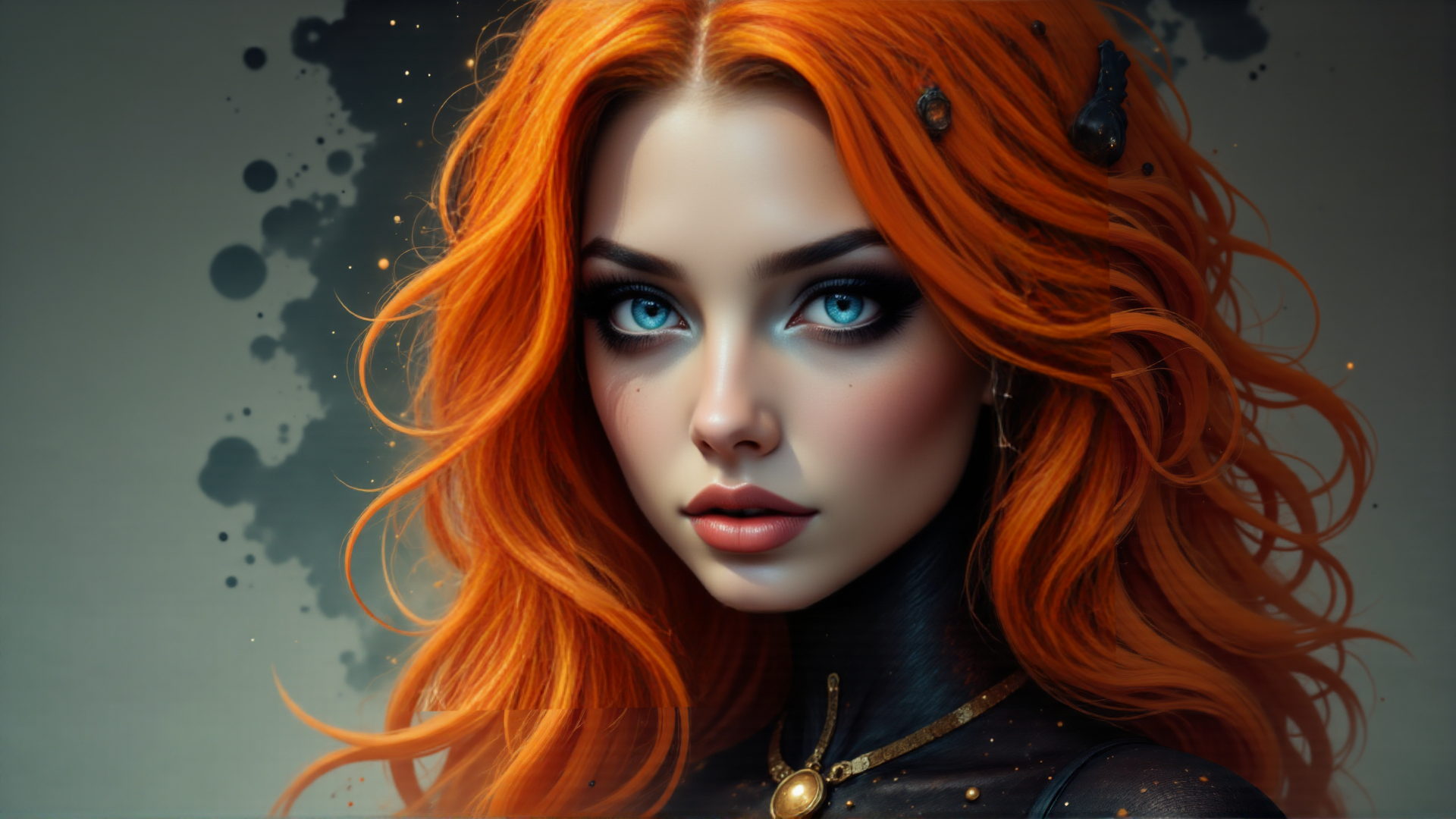 AI generated wallpaper featuring woman, hair, necklace