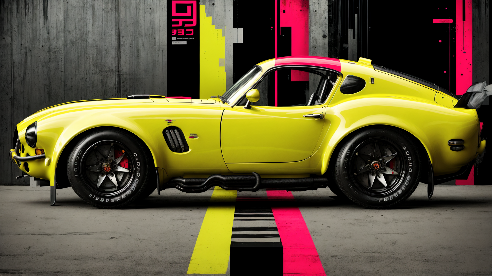 AI generated wallpaper featuring car, sports car, classic car