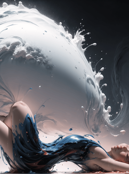 woman, paint, wave