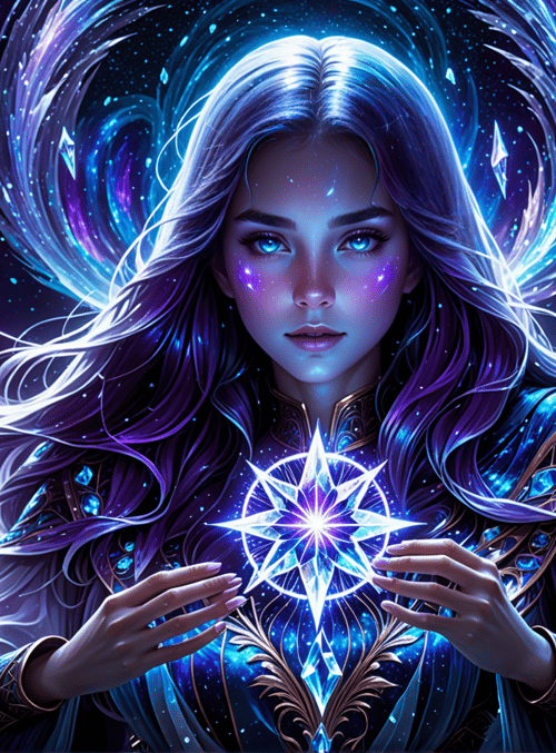 woman, crystal, star