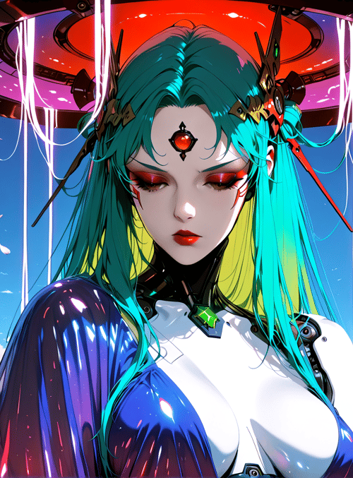 woman, cyborg, anime, goddess, futuristic, robot, character, digital, art, avatar