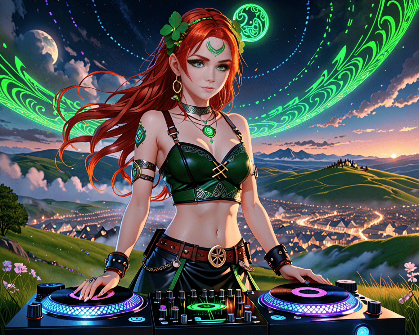 AI generated wallpaper featuring dj, woman, goddess