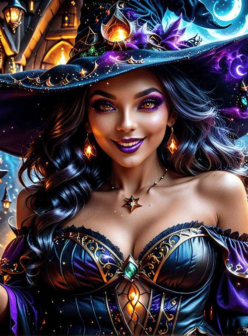 witch, cauldron, pumpkin, lantern, bottle, wand, hat, candle, door, mirror