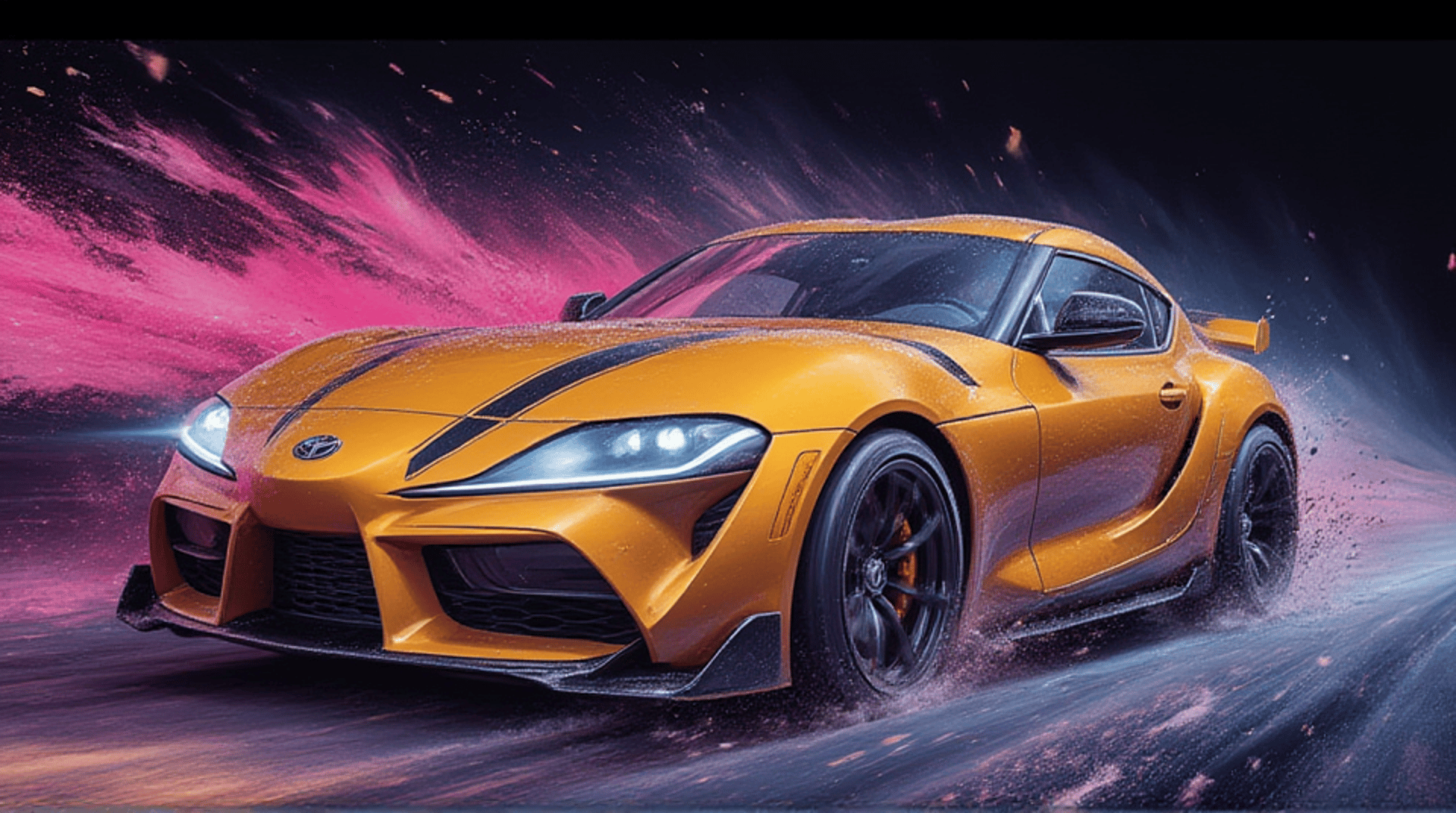 AI generated wallpaper featuring sports car, supercar, toyota, yellow car, race car, car, vehicle, sports car, automobile, car