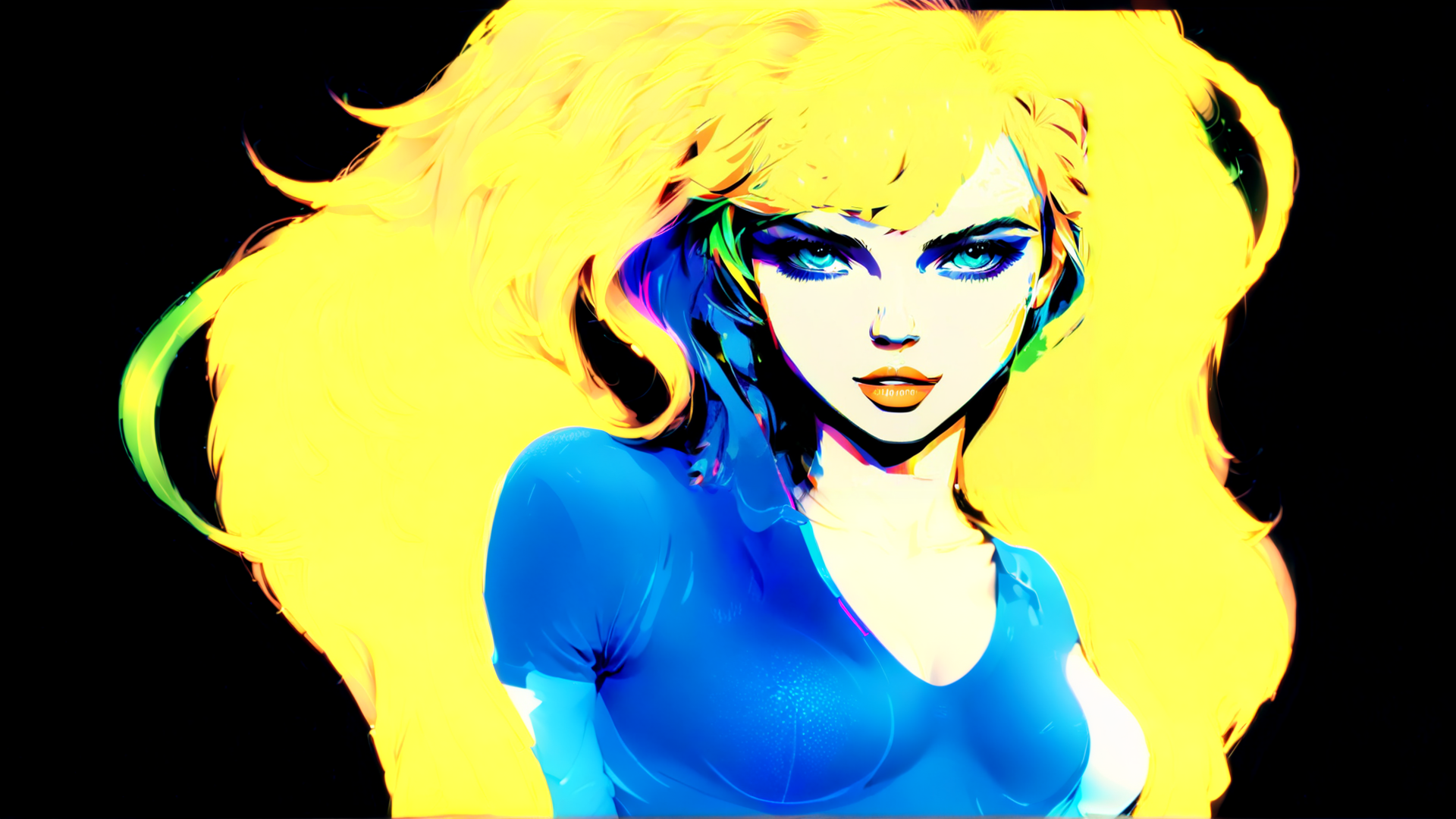 AI generated wallpaper featuring woman, hair, top