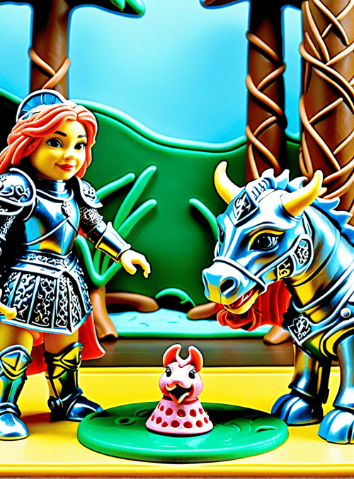 knight, bull, toy, figurine, forest, animal, armor, sword, candy, castle