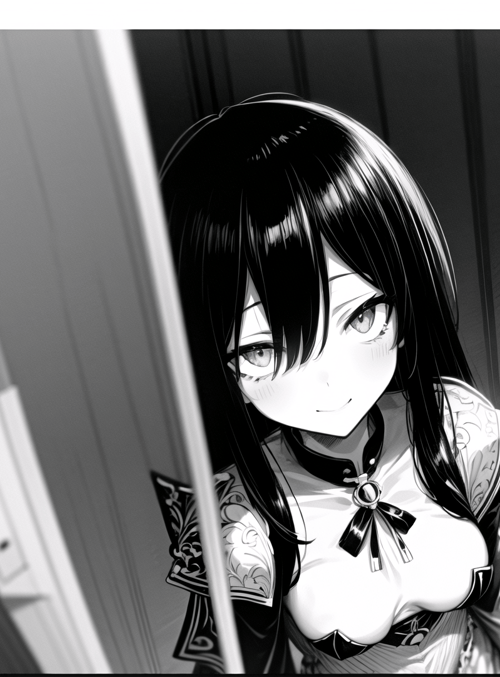 anime girl, maid, doorway