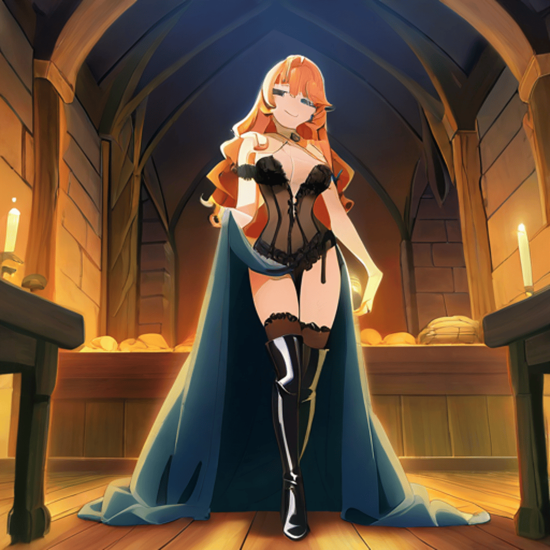 AI generated wallpaper featuring woman, costume, cape