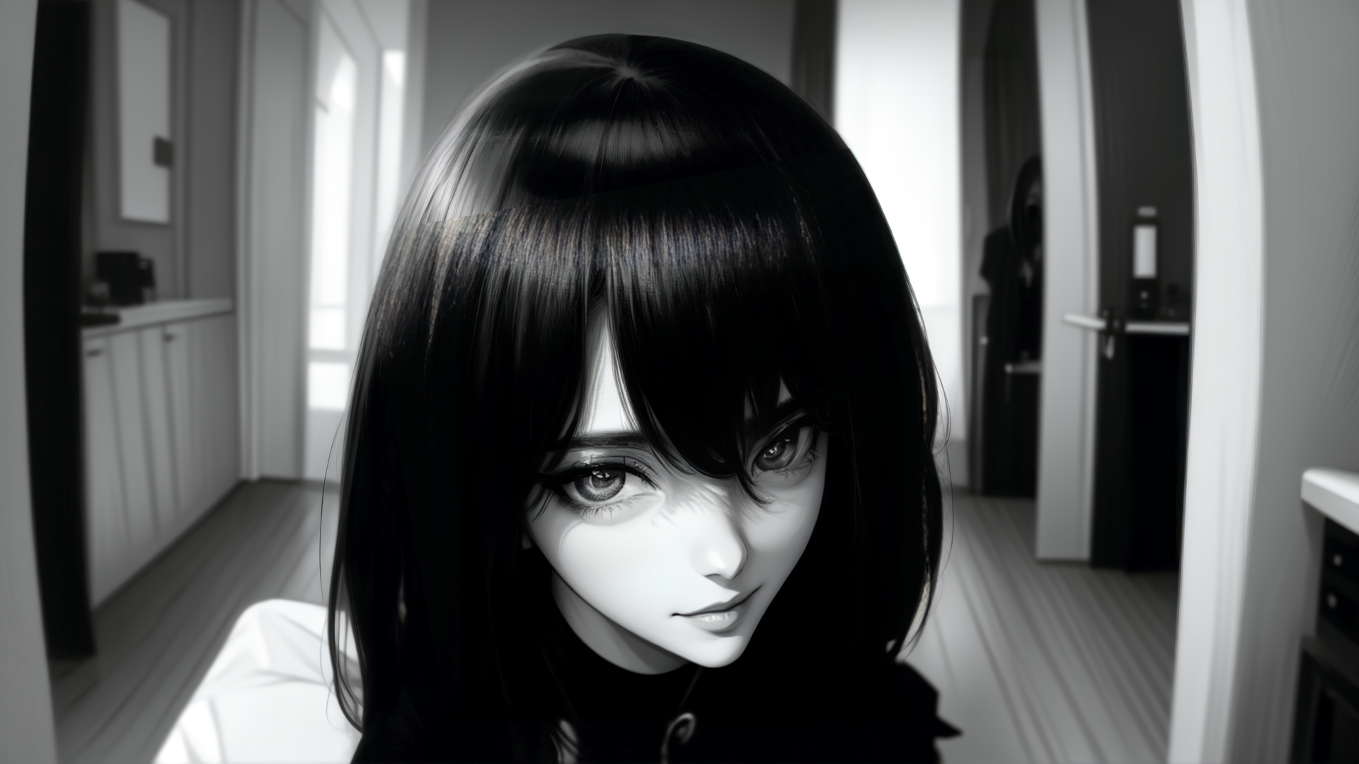 AI generated wallpaper featuring woman, anime, portrait