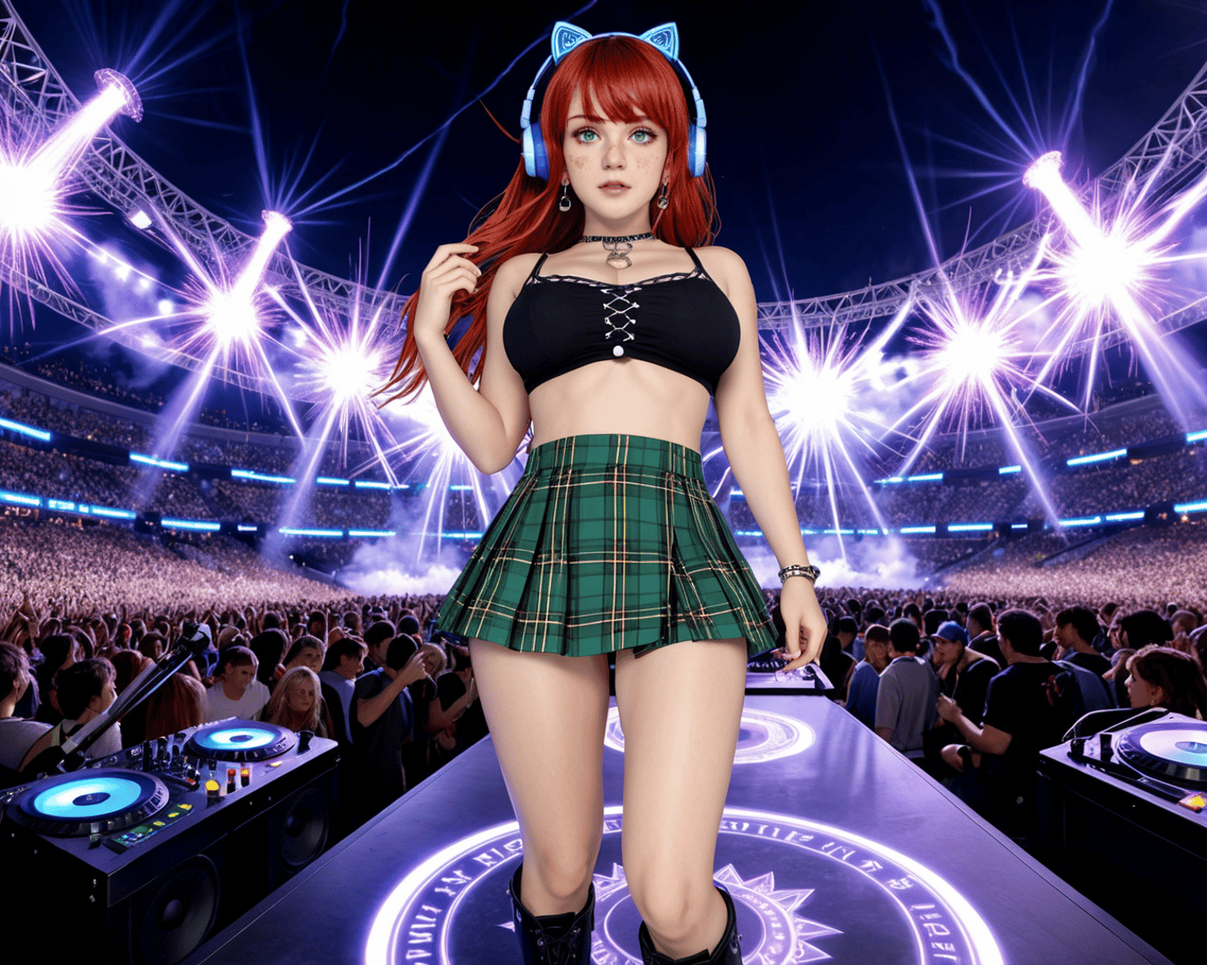 AI generated wallpaper featuring dj, girl, concert