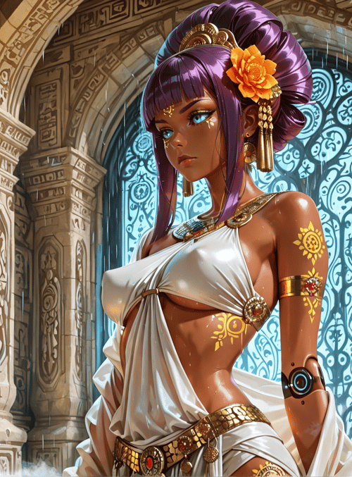 woman, lotus, statue, arch, goddess, headdress