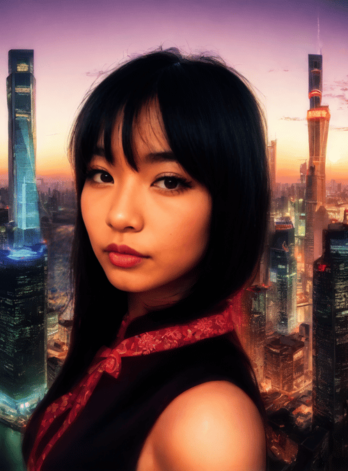 woman, cityscape