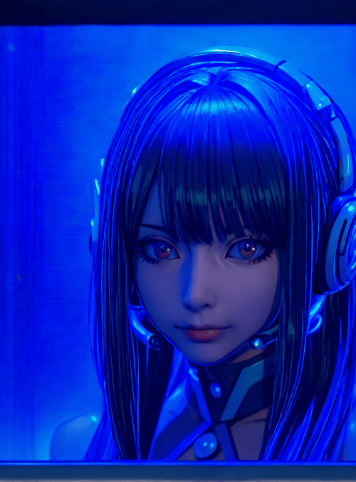 anime girl, cyberpunk, headset