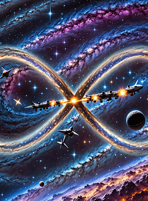 space, airplanes, infinity