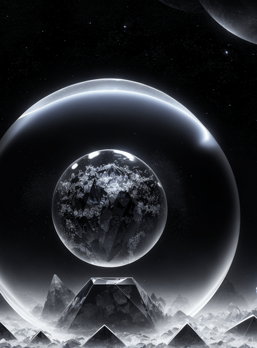 crystals, spheres, planets