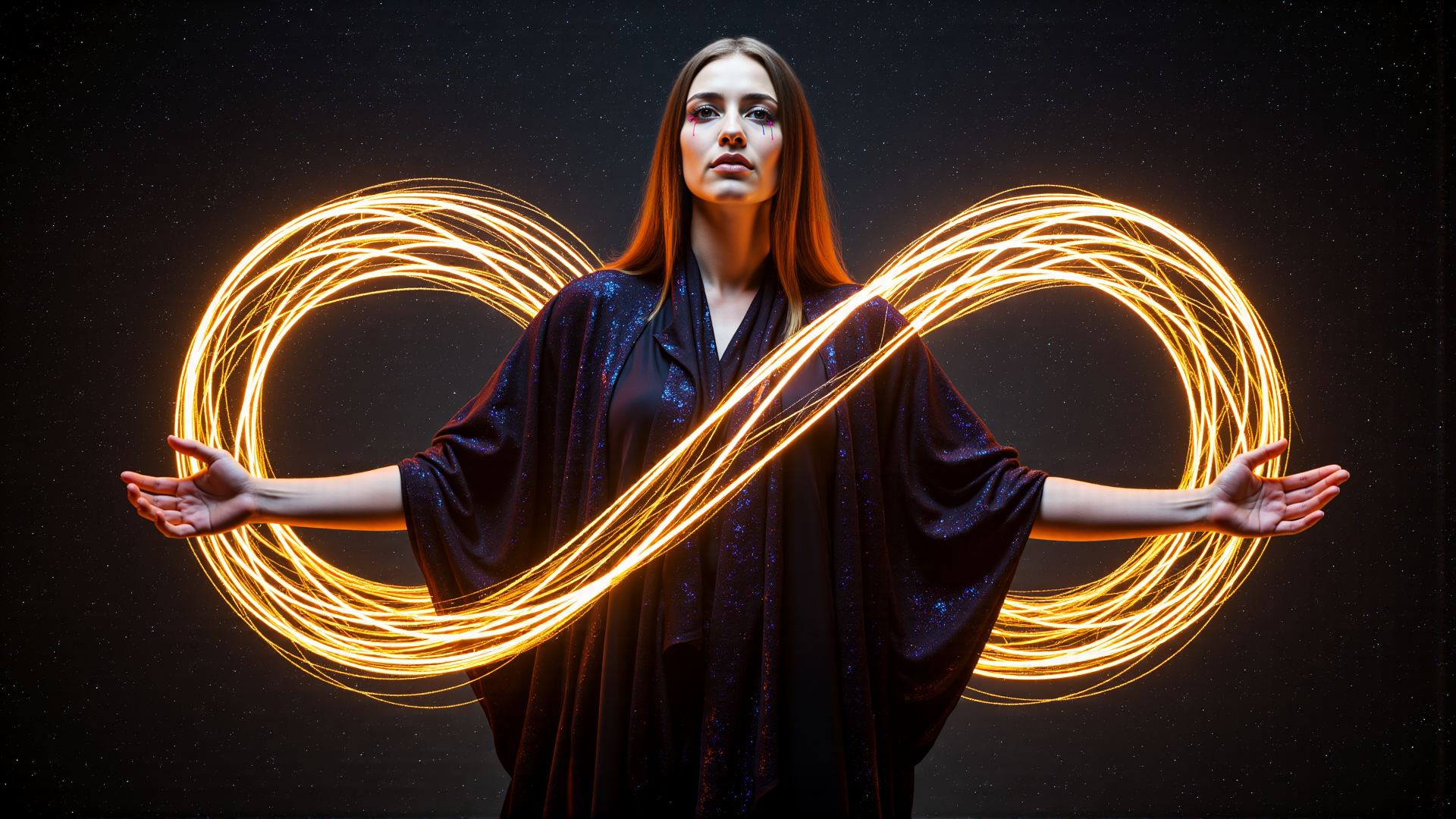 AI generated wallpaper featuring woman, light, circle