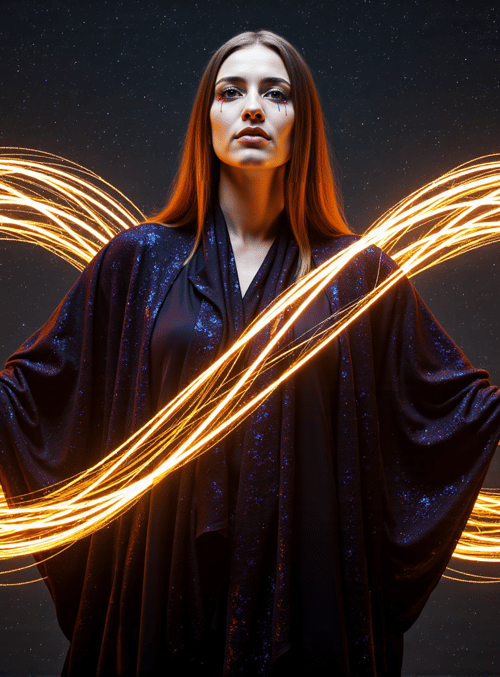 woman, light, circle