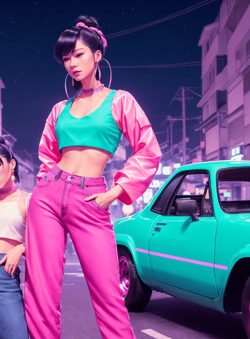 women, car, street