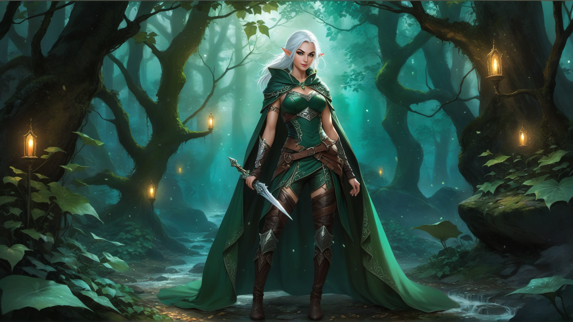 AI generated wallpaper featuring elf, warrior, sword