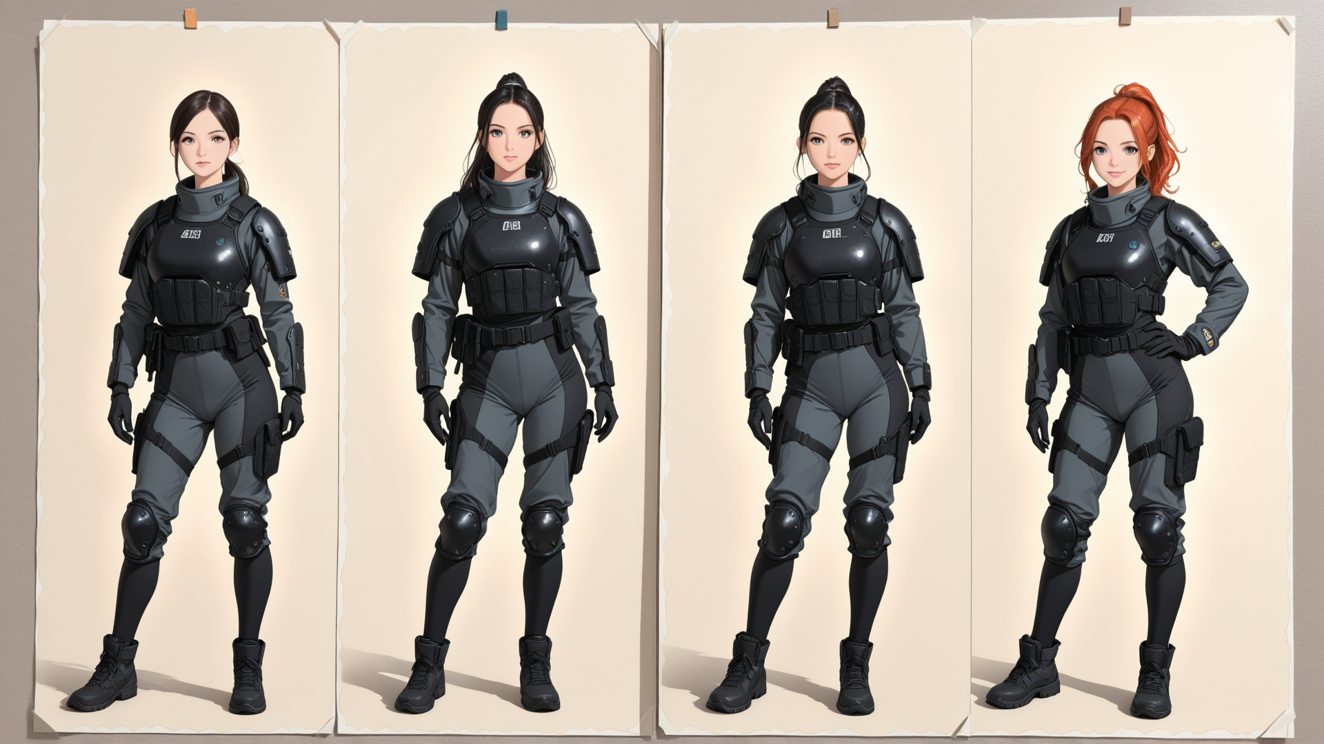 AI generated wallpaper featuring women, soldiers, characters