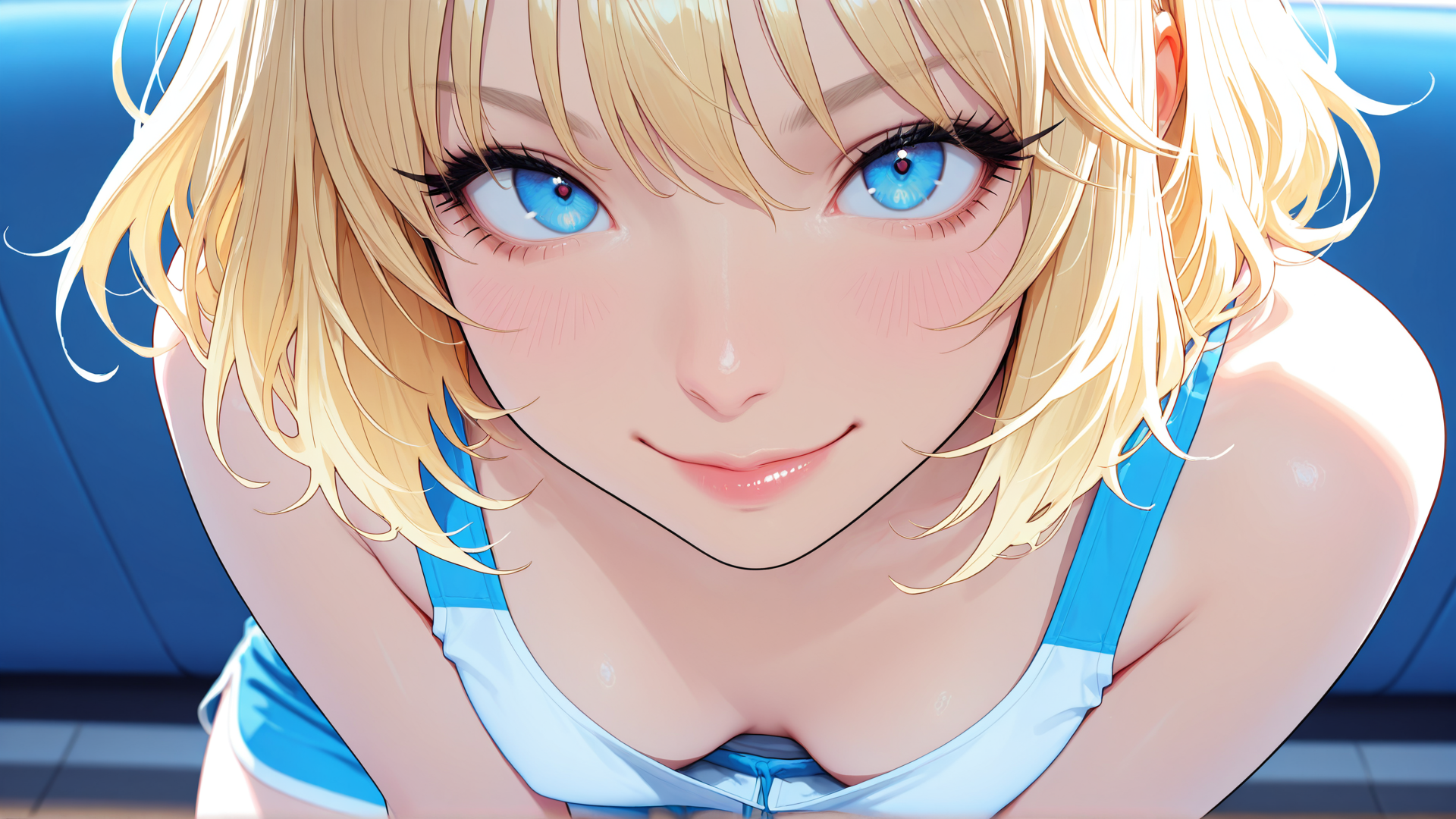 AI generated wallpaper featuring blonde, girl, swimsuit