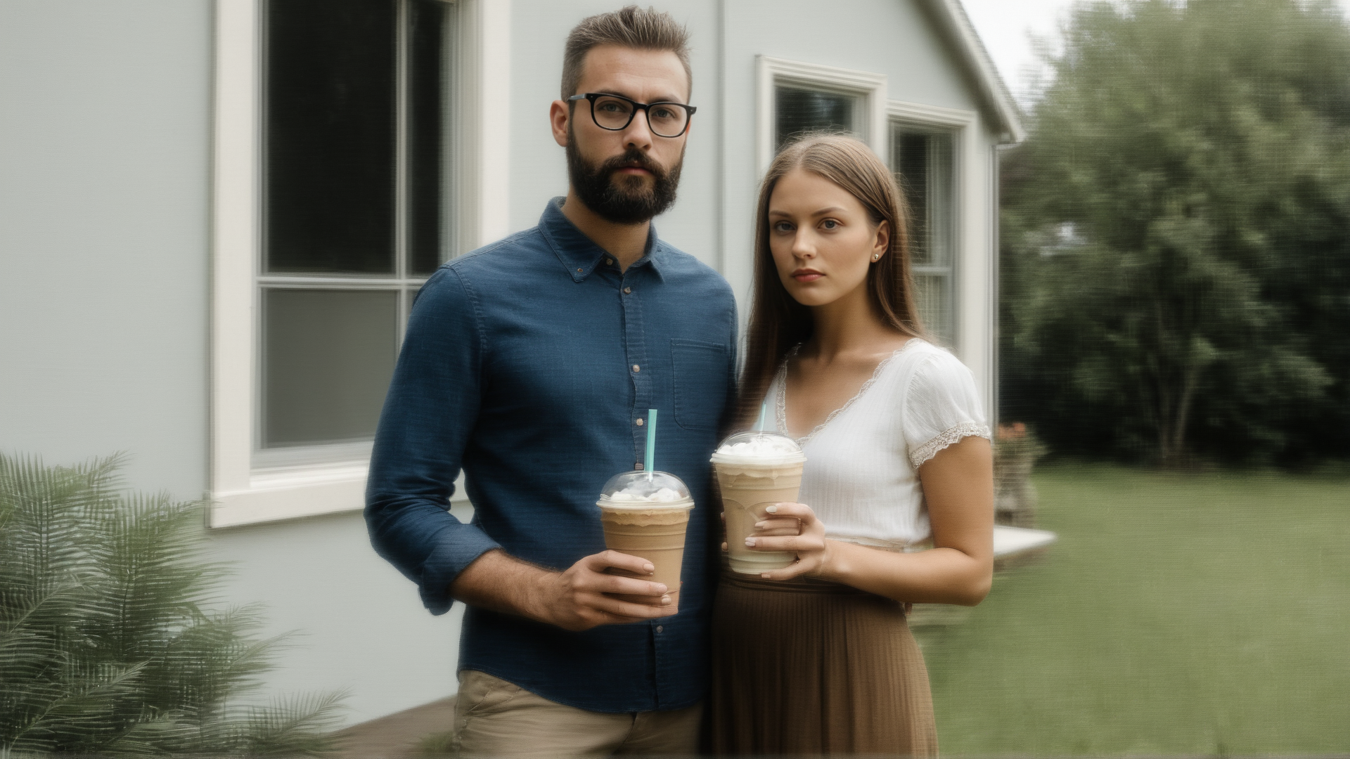 AI generated wallpaper featuring couple, drinks, house