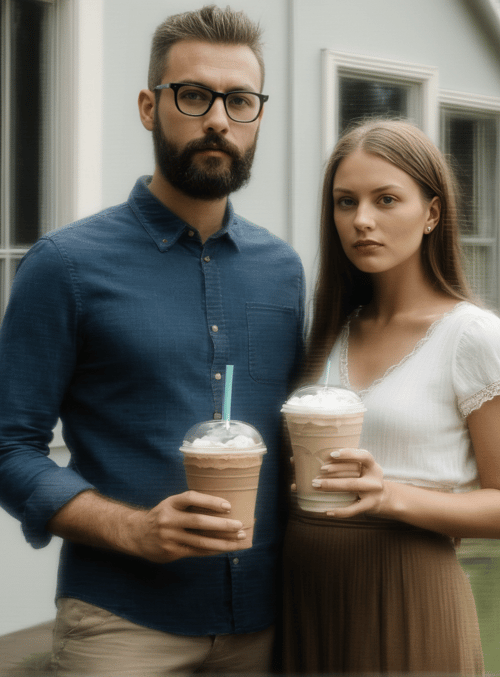 couple, drinks, house