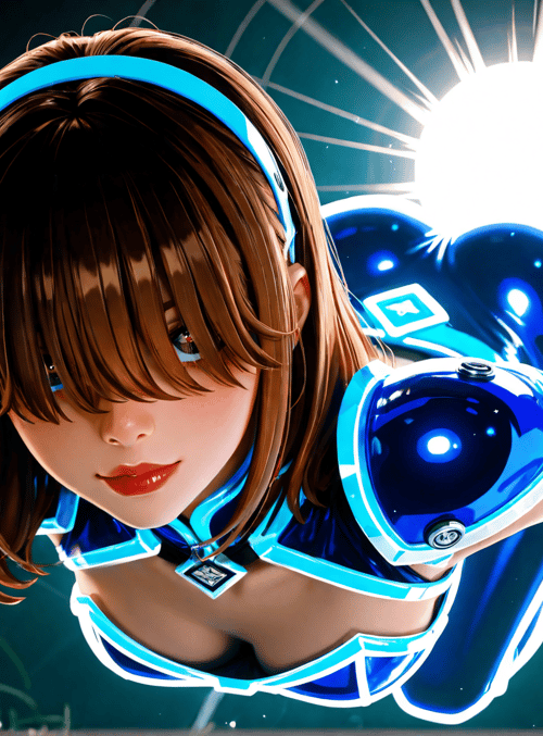 cyborg, girl, neon, hands, headband, gloves, jewelry, outfit, light, tree