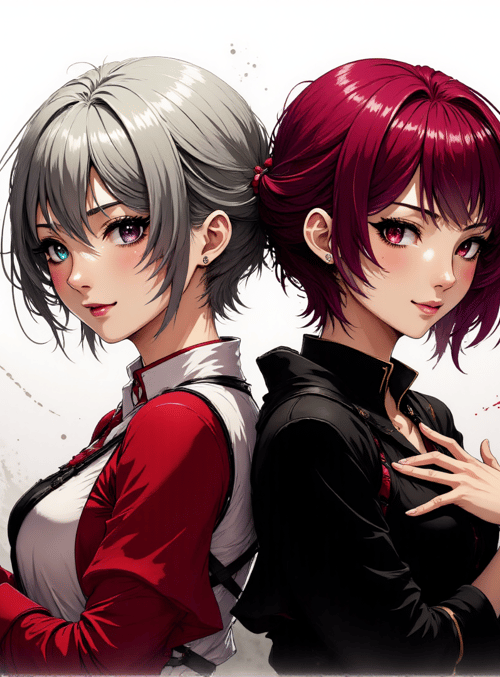 girl, sword, anime, characters, back, red, black, uniform, hair, blood