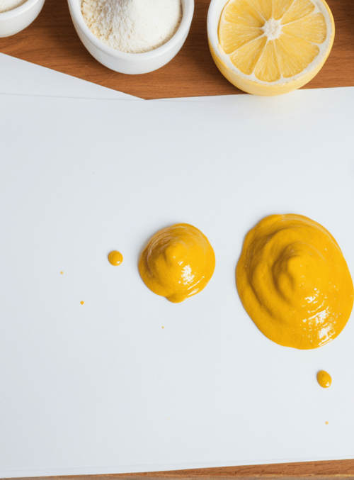 mustard, pencil, raspberry