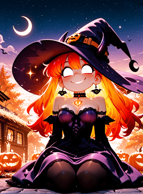 witch, pumpkin, candle, house, moon, bat
