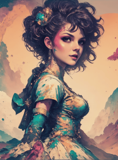 woman, paint, tree
