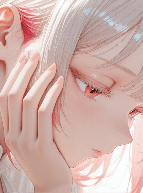 girl, hair, hand