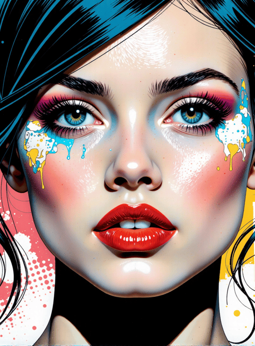 woman, face, hair, paint