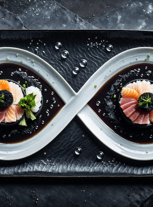 sushi, sashimi, plate