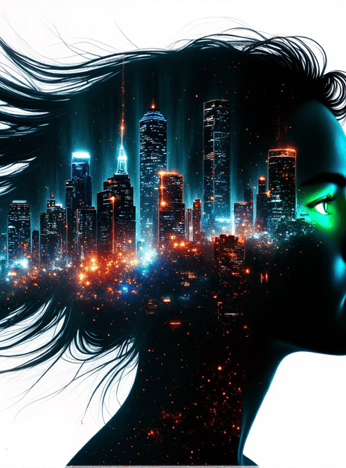 woman, cityscape, hair
