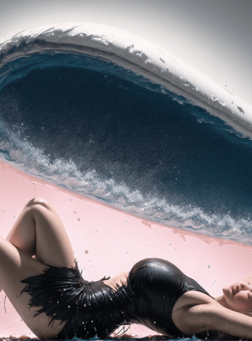woman, wave, water