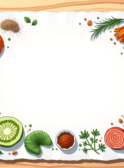 vegetables, spices, art supplies