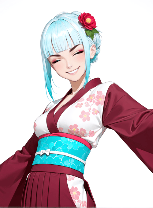 woman, anime, character, kimonos, flower, hair, kimono